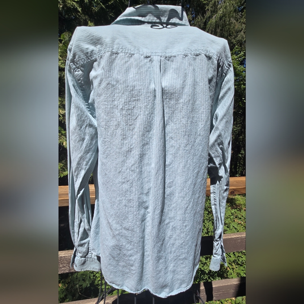Horny Toad Striped Light Mint Button Down Structured Shirt SzM - Picture 7 of 11